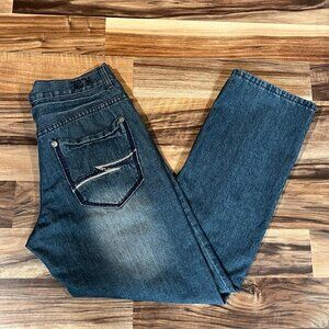 Brooklyn Xpress Est. 1970 Distressed Whiskered Straight Leg Jeans